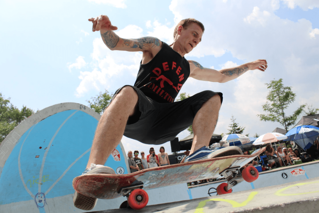Man skateboarding using his electric skateboard